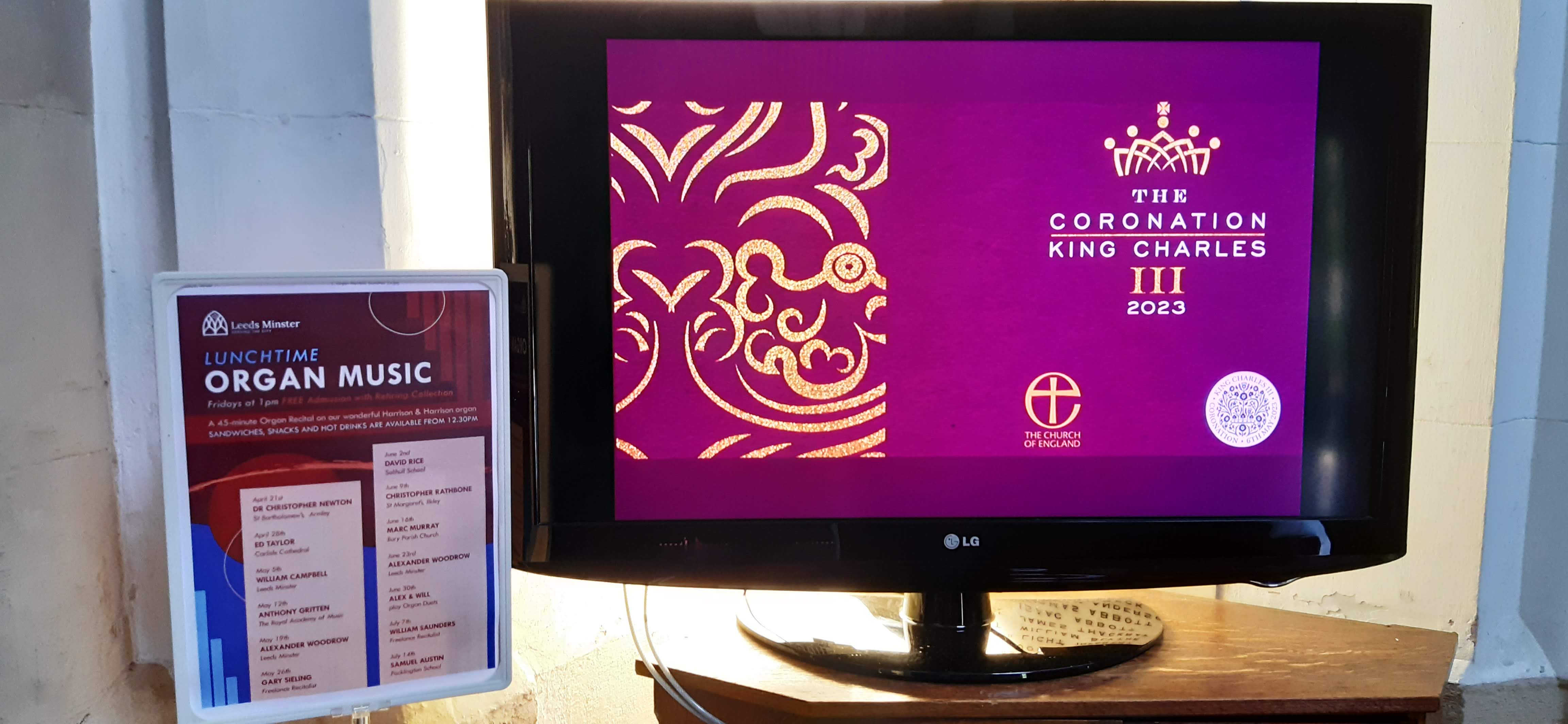 Display screen celebrating the Coronation