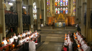 The Choir of Leeds Minster in the Choir Stalls